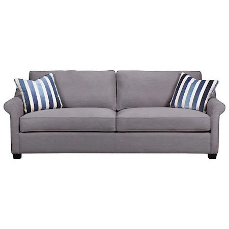 Transitional Sofa with Rolled Sock Arm